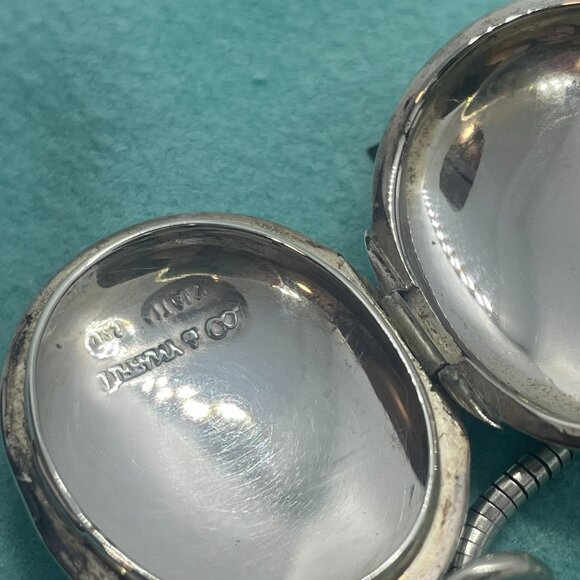 Tiffany & Co Sterling Silver Oval Locket Pendant w/ 17" Snake Chain Necklace - Picture 10 of 15